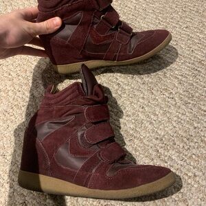 Steve Madden Maroon Wedge Sneakers